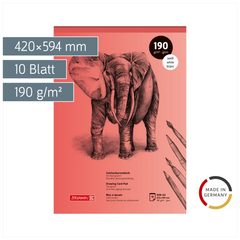 Zeichenkartonblock | A2, 10 Blatt, rot
