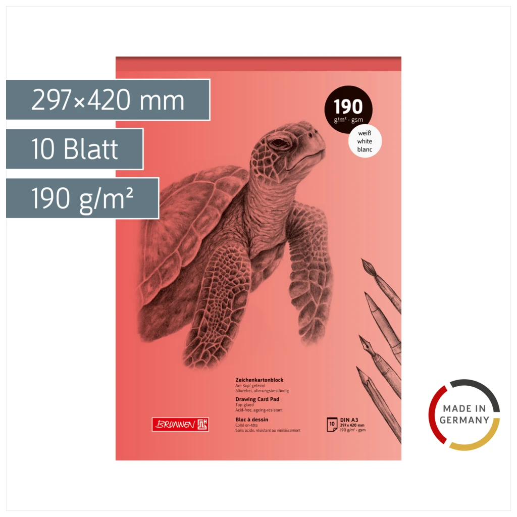 Zeichenkartonblock | A3, 10 Blatt, rot