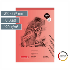 Zeichenkartonblock | A4, 10 Blatt, rot