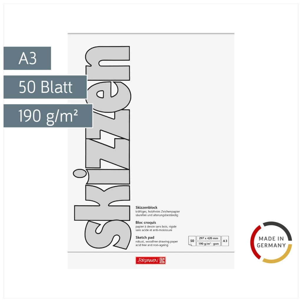 Skizzenblock | A3, 50 Blatt, weiß