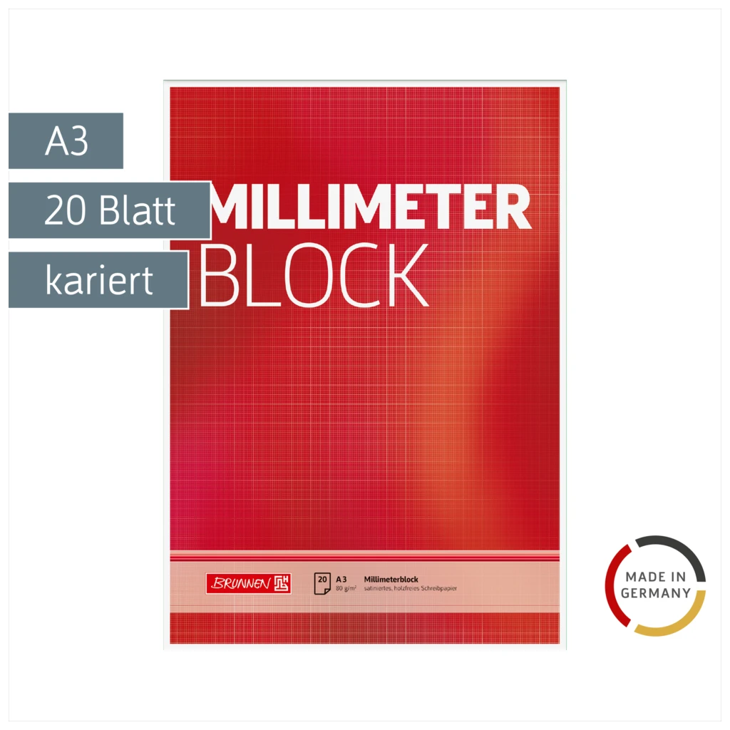 Millimeterblock | A3, kariert, 20 Blatt
