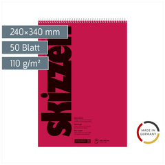 Skizzenblock | 240×340 mm, 50 Blatt, rot
