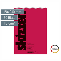 Skizzenblock | 170×240 mm, 50 Blatt, rot