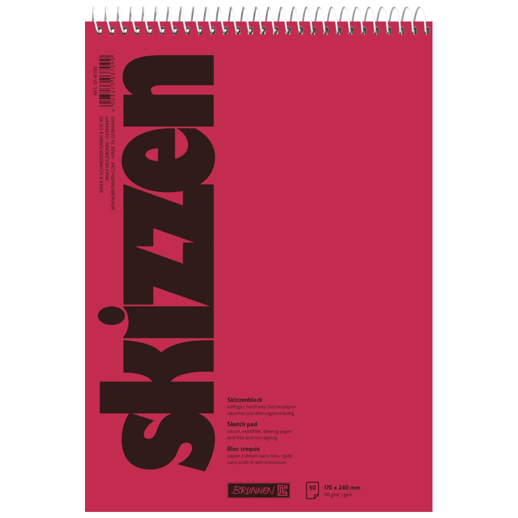 Skizzenblock | 170×240 mm, 50 Blatt, rot