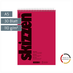 Skizzenblock | A5, 30 Blatt, rot