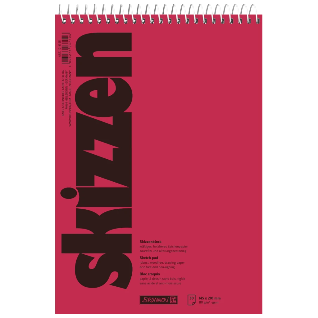 Skizzenblock | A5, 30 Blatt, rot