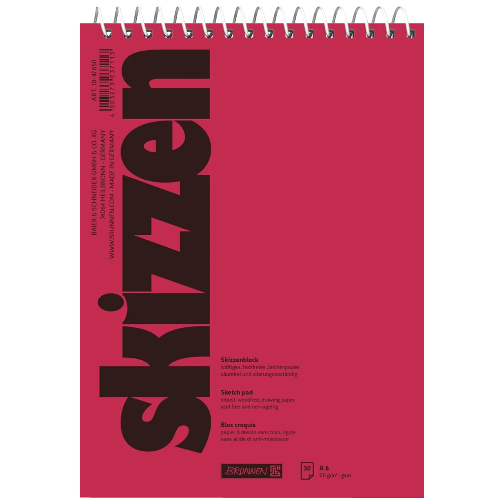 Skizzenblock | A6, 30 Blatt, rot