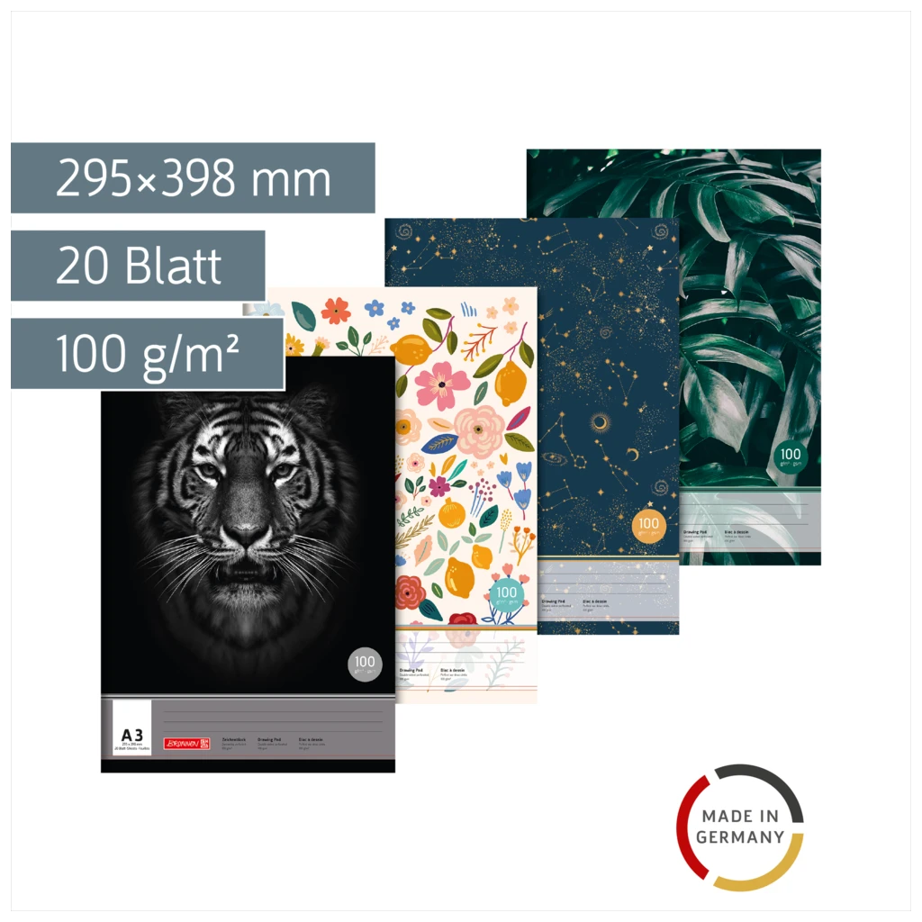 Zeichenblock Trend | A3, 20 Blatt, sortiert