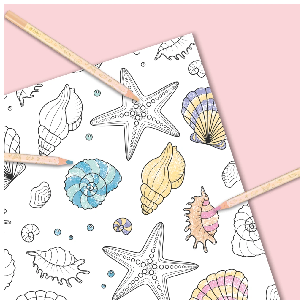 Zeichenblock Sunny Ocean | A3, 20 Blatt, gold/mehrfarbig, pastell