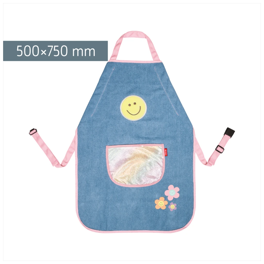Kinderschürze Happy Hippie | jeansblau/mehrfarbig, pastell