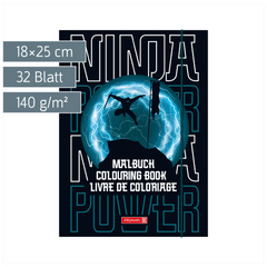 Ausmalheft Ninja Power | 32 Blatt, petrol/schwarz