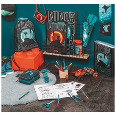 Ausmalheft Ninja Power | 32 Blatt, petrol/schwarz