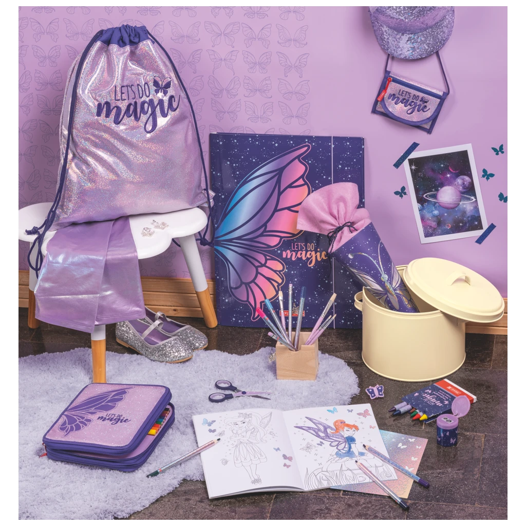 Ausmalheft Magic Butterfly | 32 Blatt, rosarot/lila