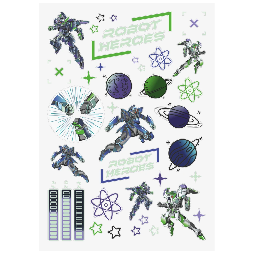 Ausmalheft Robot Heroes | 32 Blatt, dunkelblau/lila