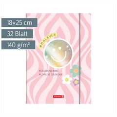 Ausmalheft Happy Hippie | 32 Blatt, rosa
