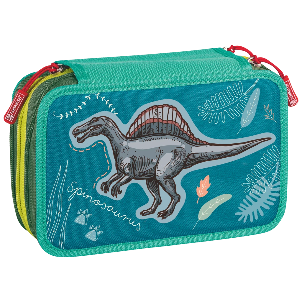 Federmäppchen Dinosaurier | 3 Reißverschlüsse, blau