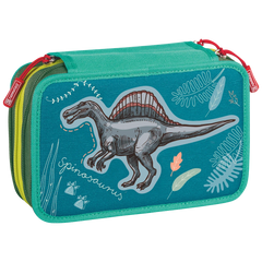 Federmäppchen Dinosaurier | 3 Reißverschlüsse, blau