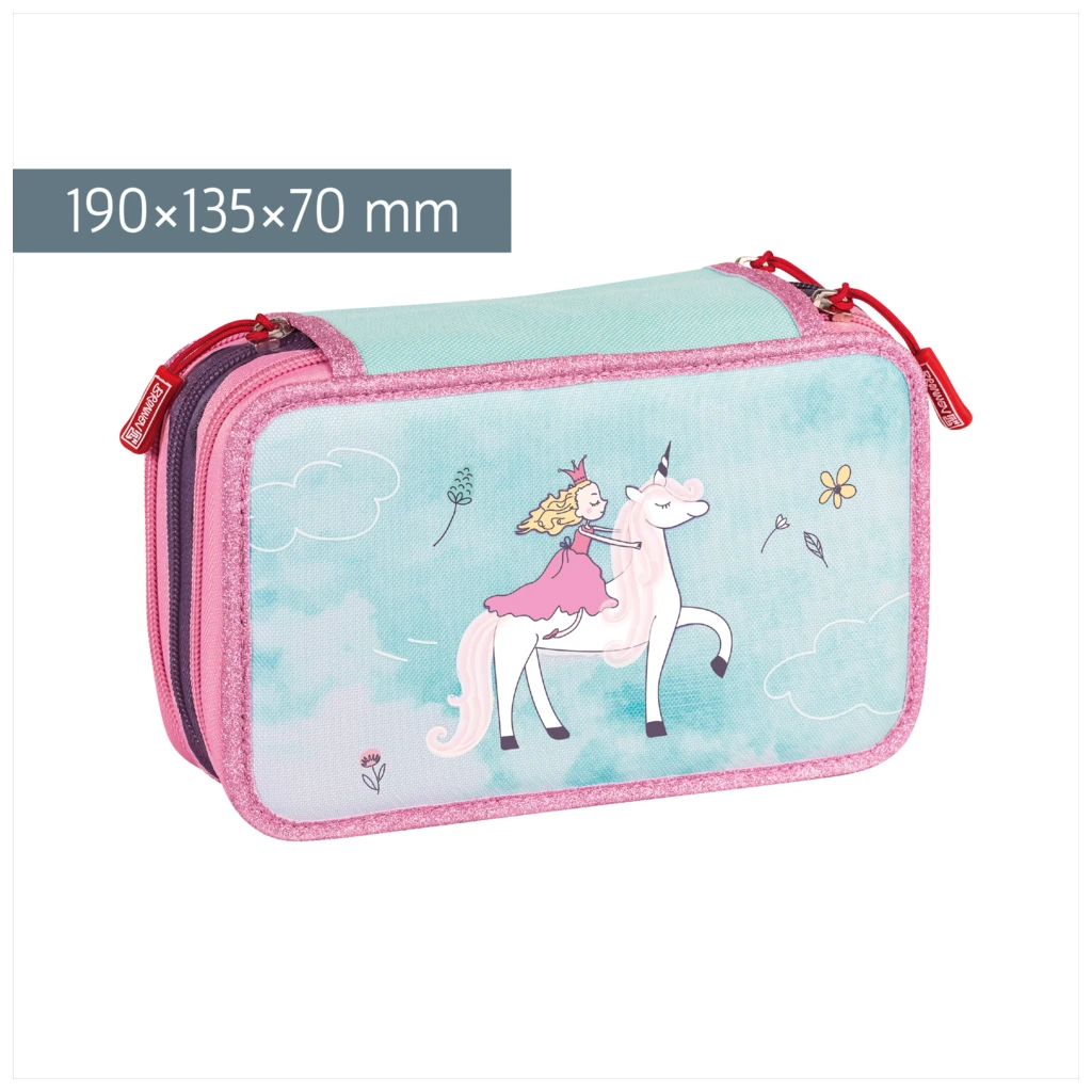 Federmäppchen Unicorn Princess | 3 Reißverschlüsse, türkis