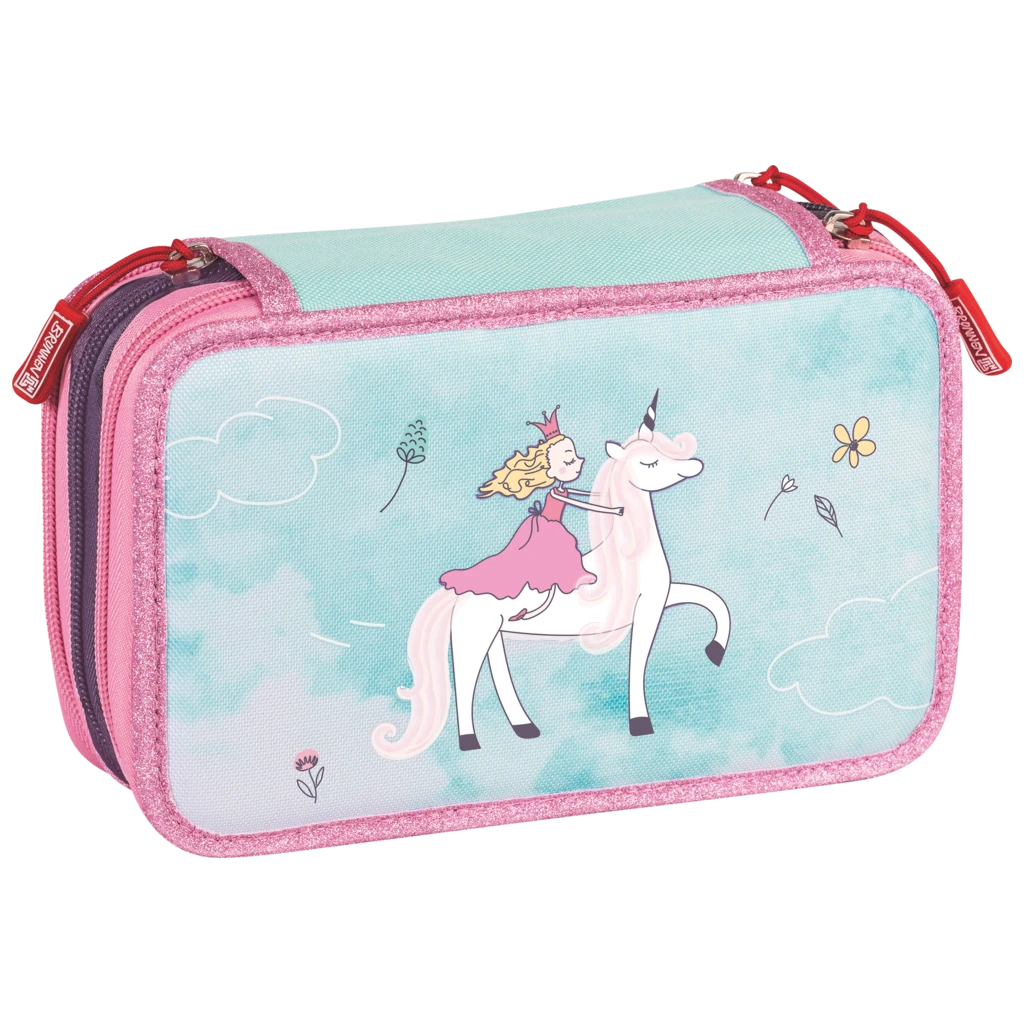 Federmäppchen Unicorn Princess | 3 Reißverschlüsse, türkis