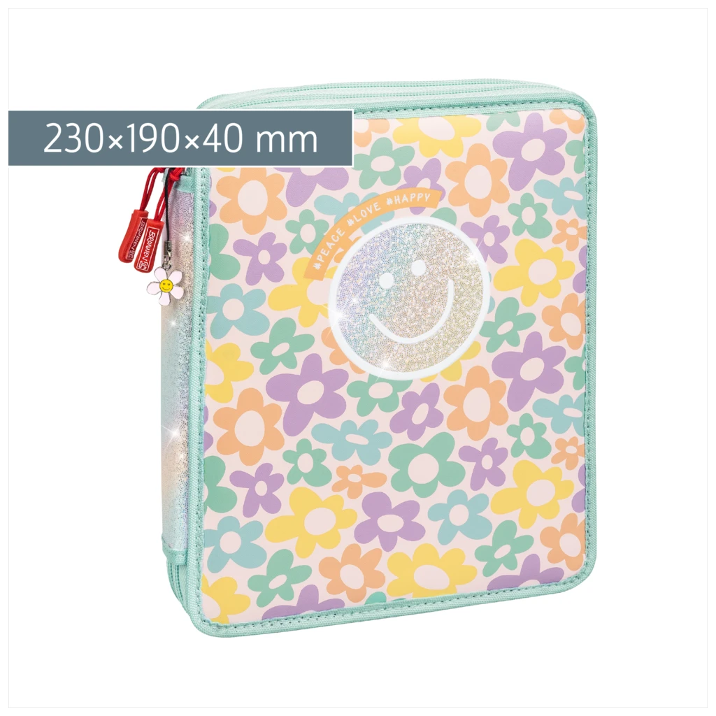 Federmäppchen XXL Happy Hippie | 2 Reißverschlüsse, mehrfarbig, pastell