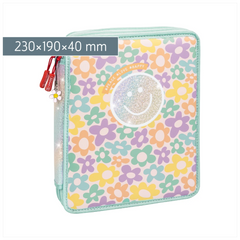 Federmäppchen XXL Happy Hippie | 2 Reißverschlüsse, mehrfarbig, pastell