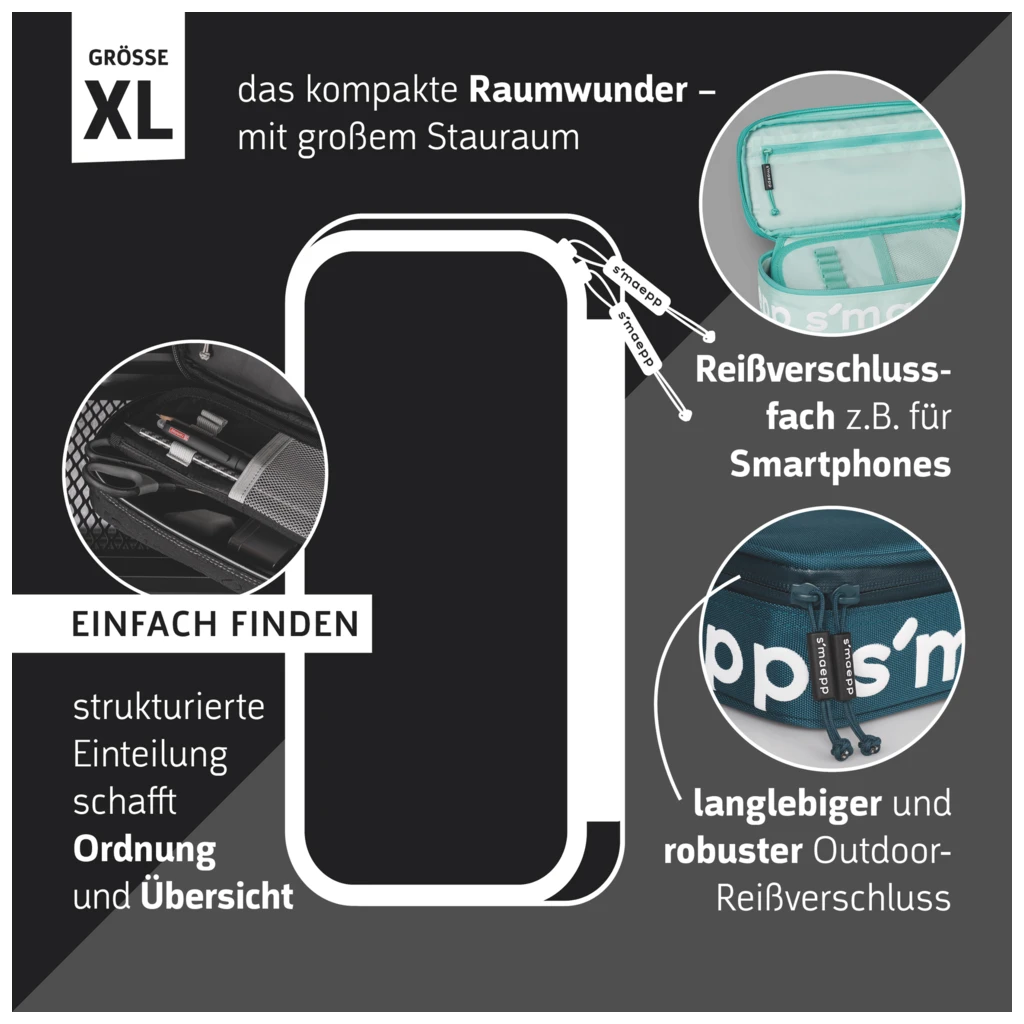 Schlampermäppchen s'maepp XL „Deep Dive“ | 1 Klappe(n), dunkelgrau