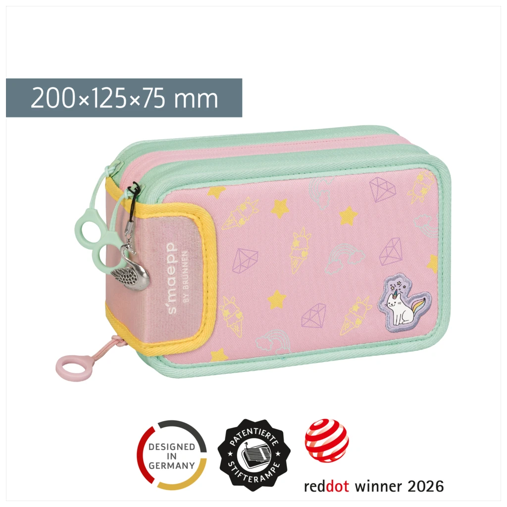 Federmäppchen s'maepp „Sweet Unicorn“ | 3 Reißverschlüsse, mehrfarbig, pastell