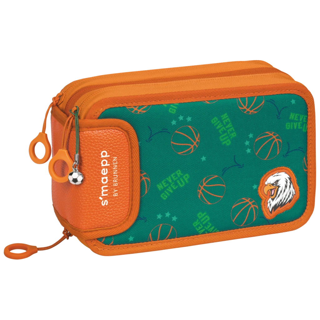 Federmäppchen s'maepp Sporty Animals | 3 Reißverschlüsse, grün/mehrfarbig
