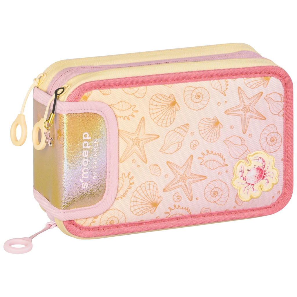 Federmäppchen s'maepp Sunny Ocean | 3 Reißverschlüsse, gold irisierend/mehrfarbig, pastell