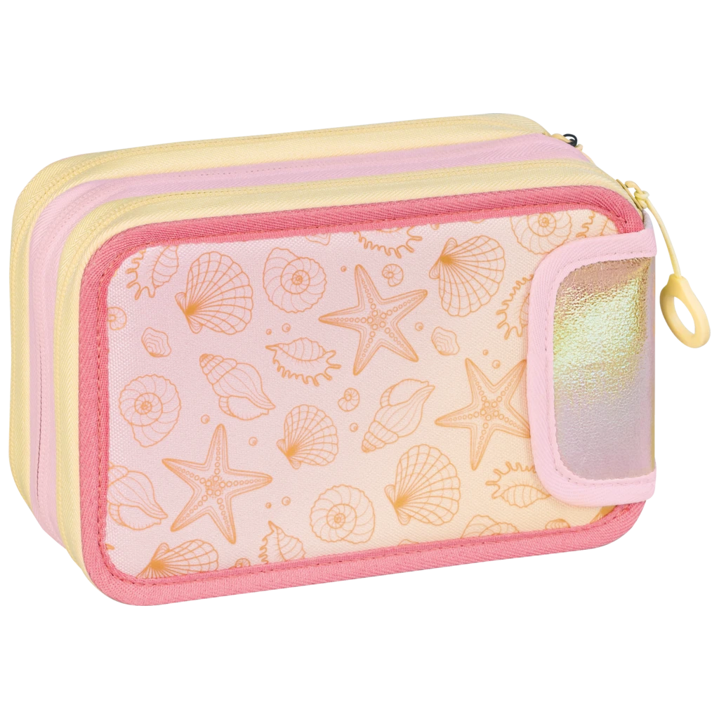 Federmäppchen s'maepp Sunny Ocean | 3 Reißverschlüsse, gold irisierend/mehrfarbig, pastell