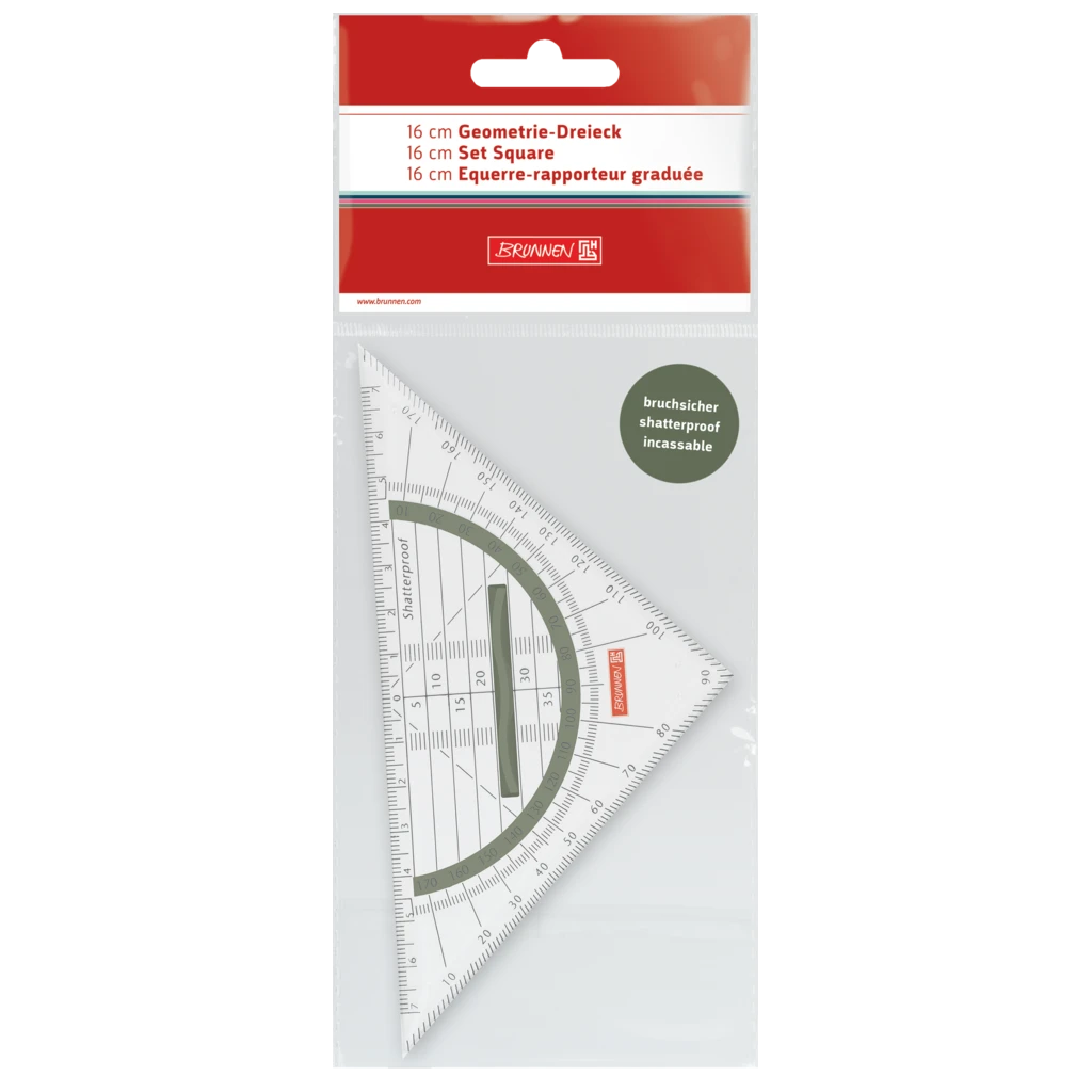 Geometrie-Dreieck Colour Code bruchsicher | 16 cm, mit Griff, olive