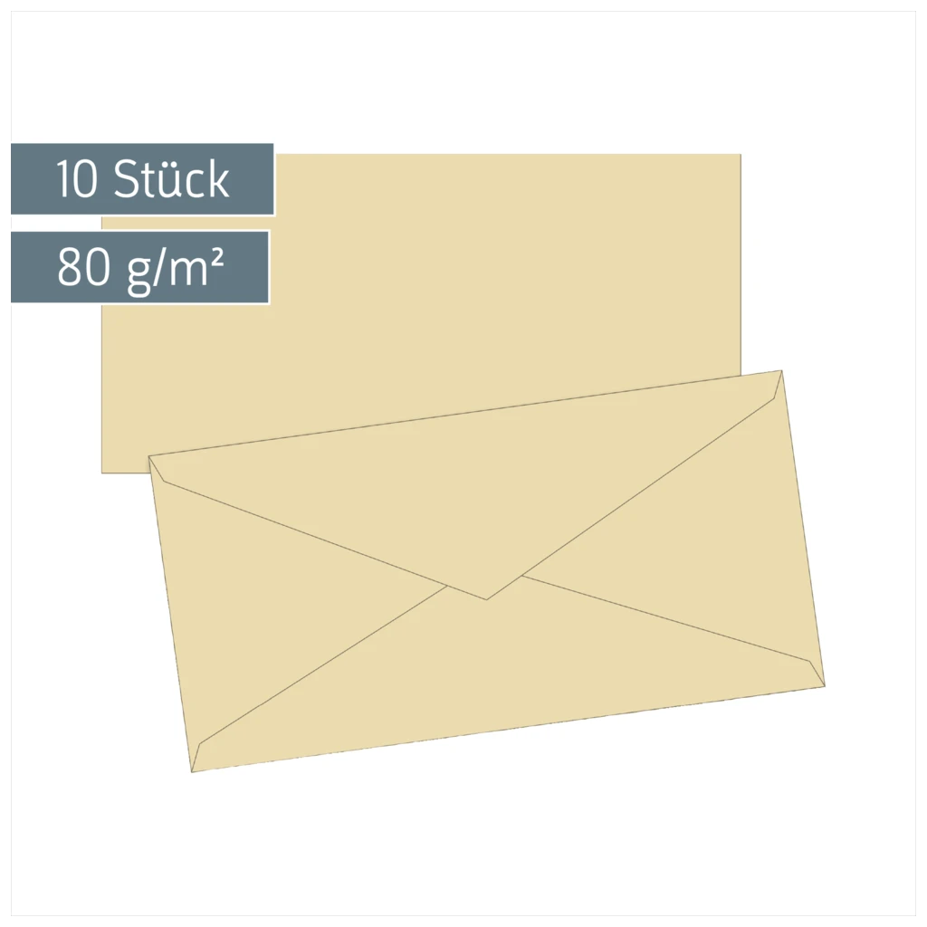 Briefumschläge Universalpapier | DIN lang, 80 g/m², chamois, 10 Stück