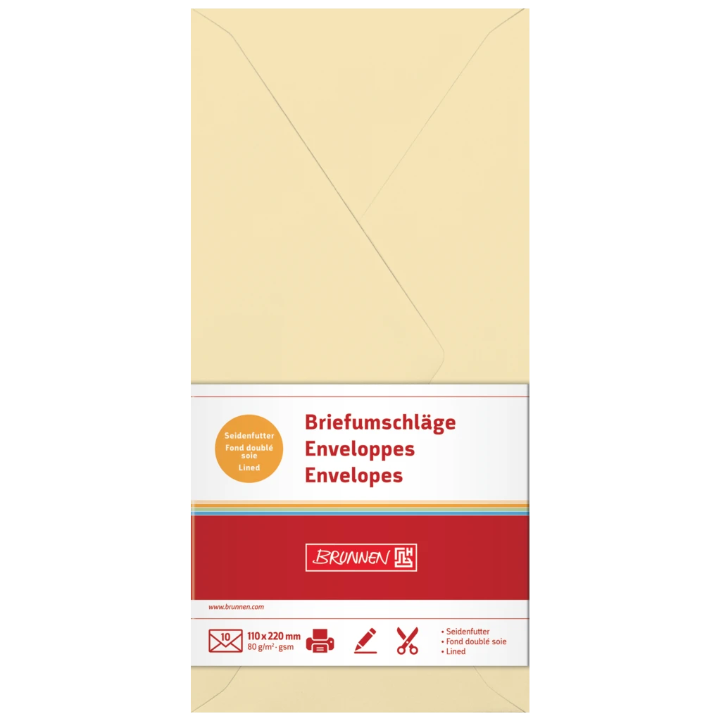 Briefumschläge Universalpapier | DIN lang, 80 g/m², chamois, 10 Stück