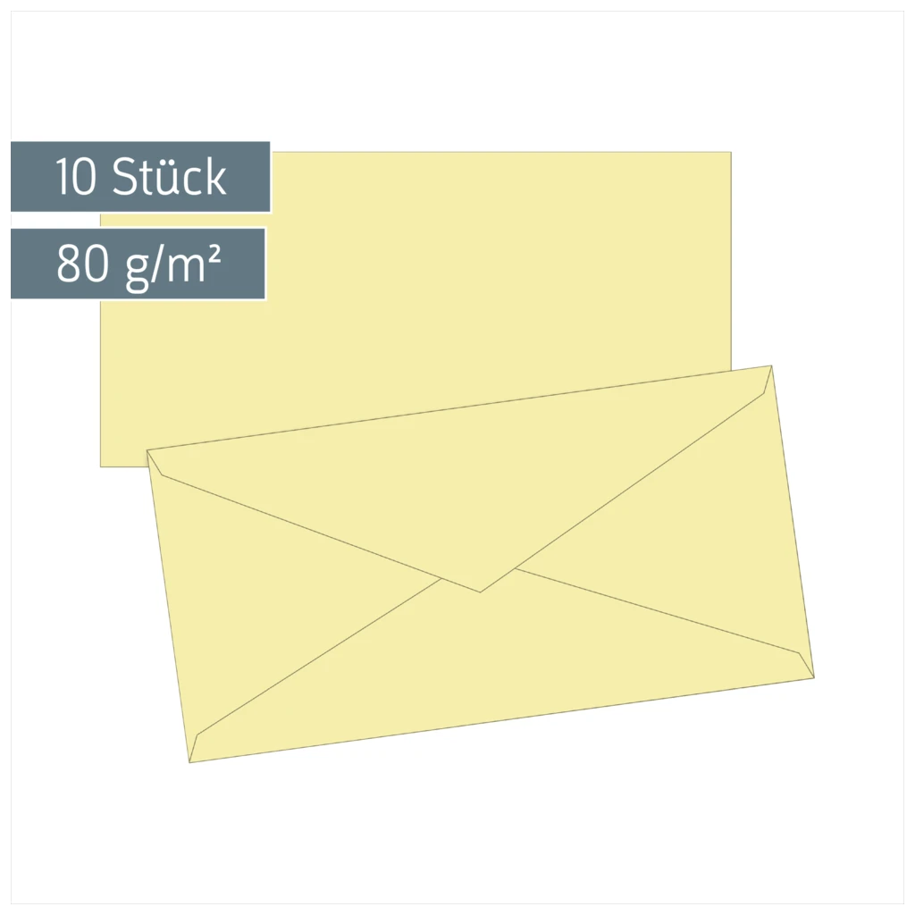 Briefumschläge Universalpapier | DIN lang, 80 g/m², hellgelb, 10 Stück