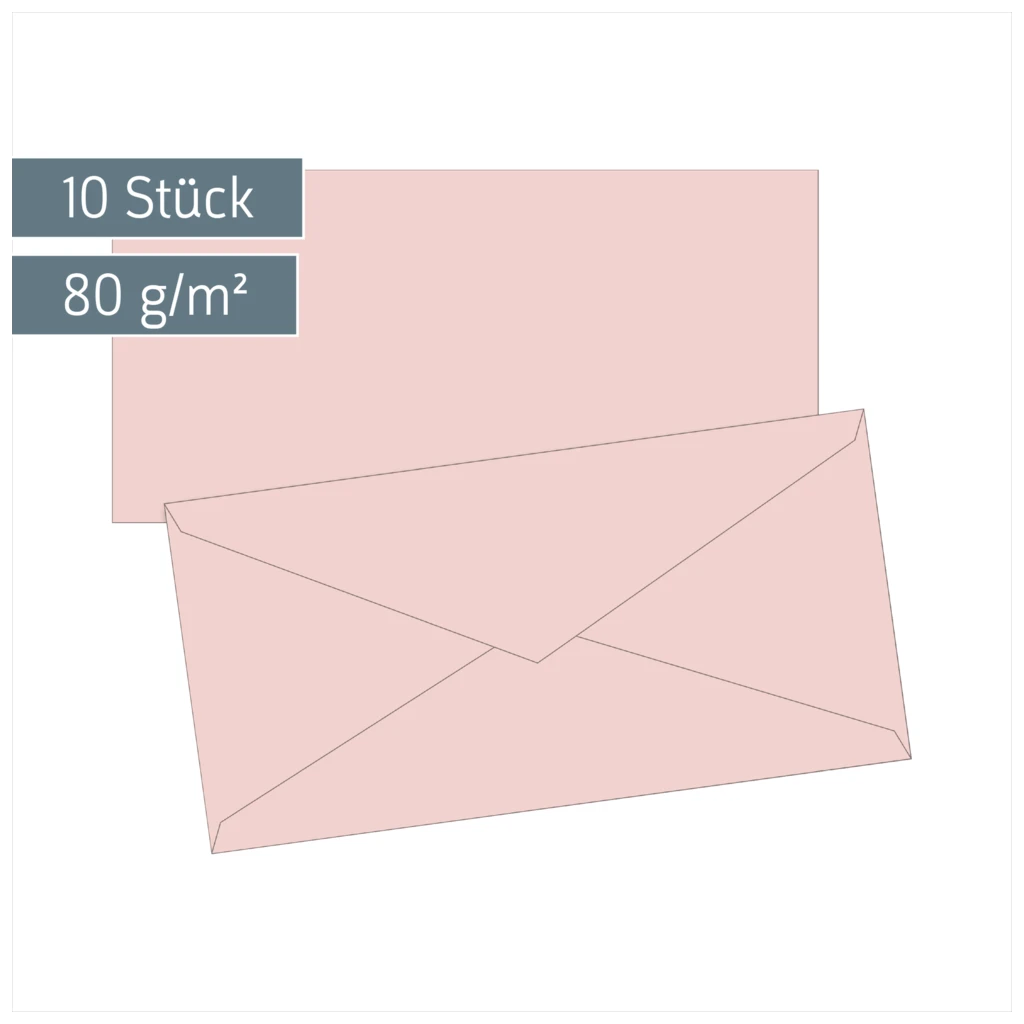 Briefumschläge Universalpapier | DIN lang, 80 g/m², rosé, 10 Stück