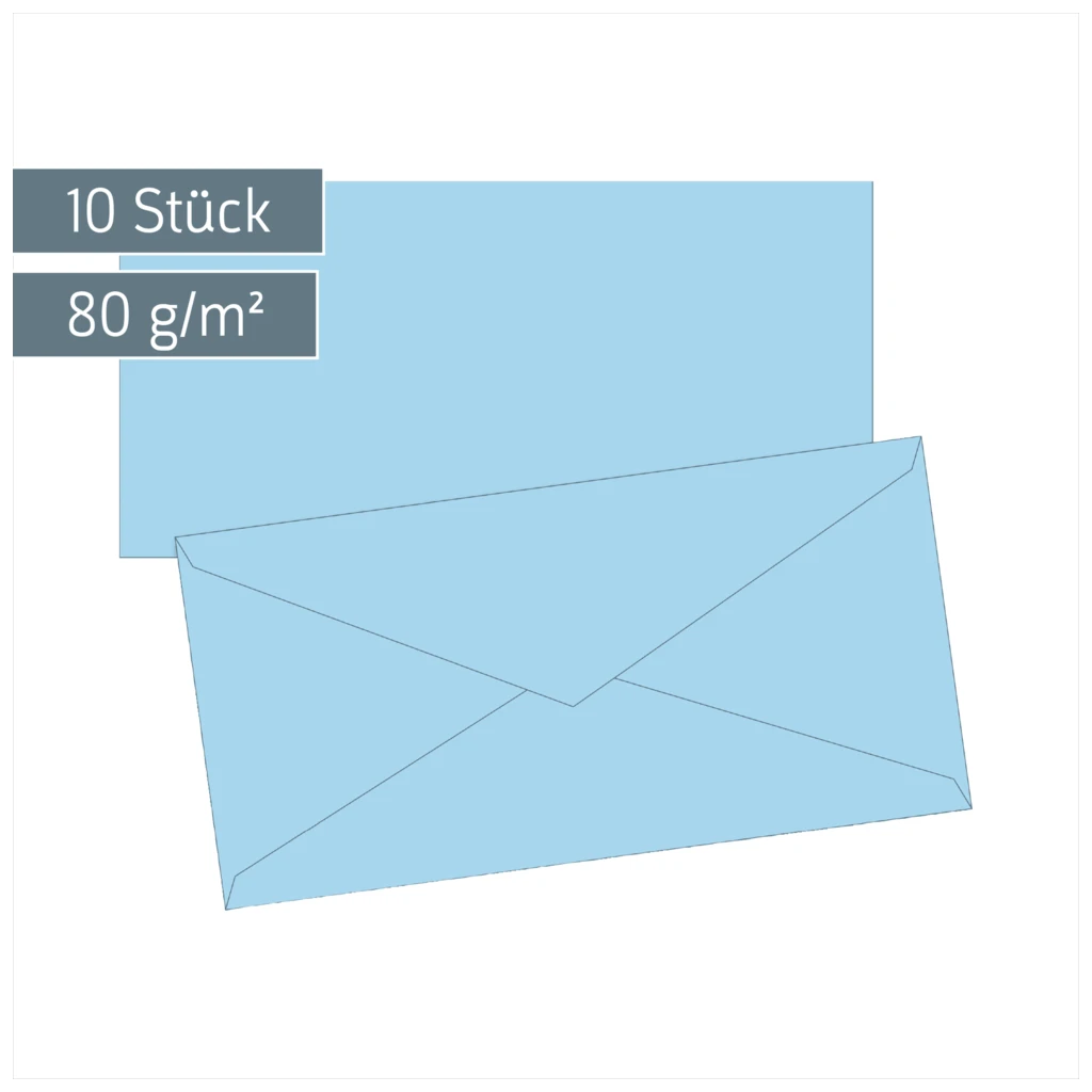Briefumschläge Universalpapier | DIN lang, 80 g/m², hellblau, 10 Stück