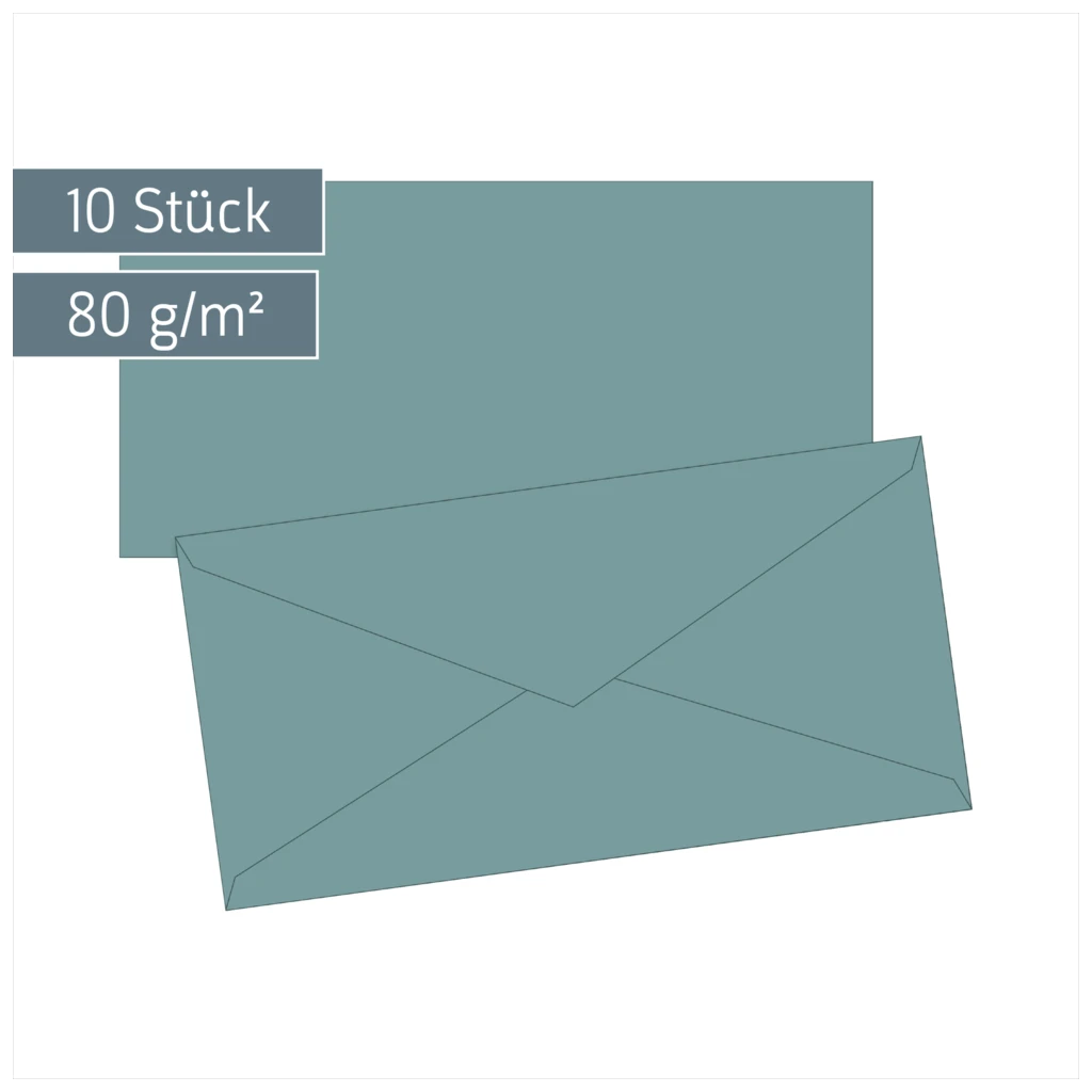 Briefumschläge Universalpapier | DIN lang, 80 g/m², petrol, 10 Stück