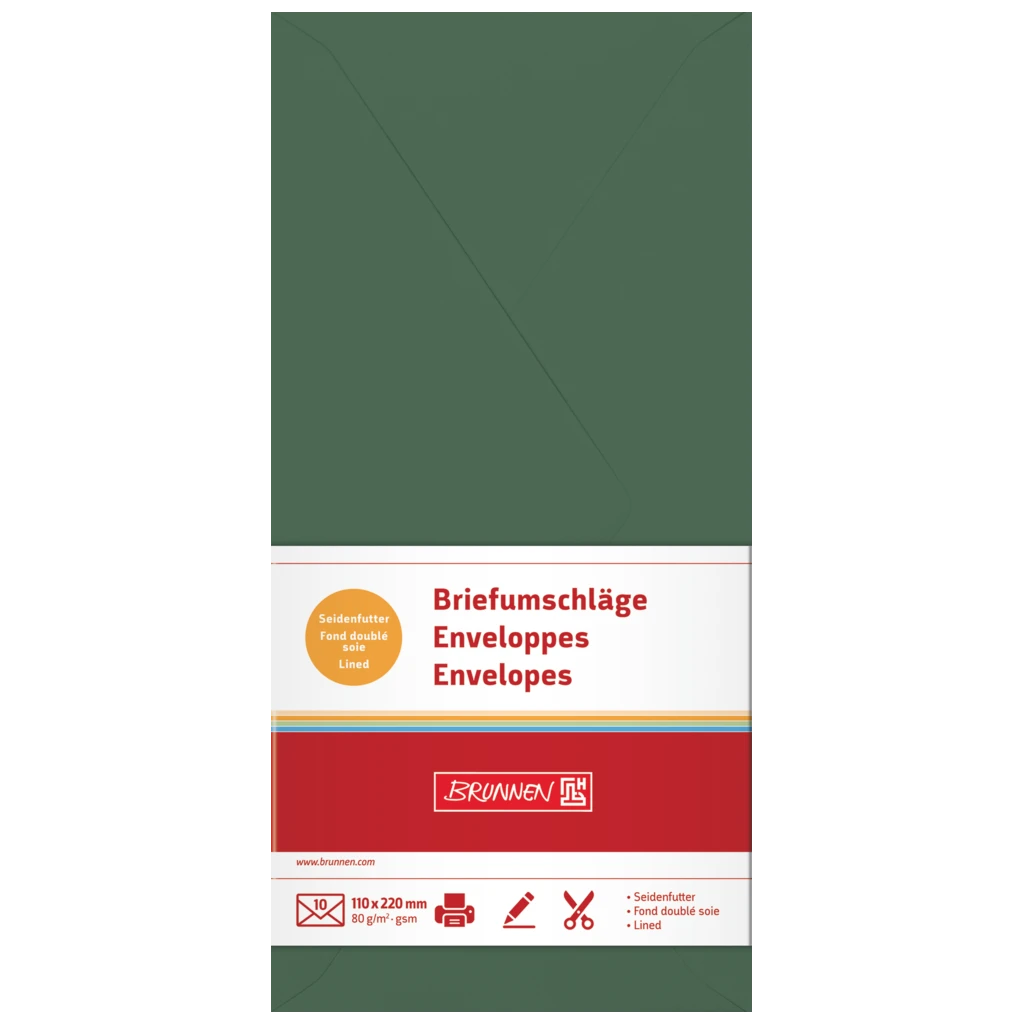 Briefumschläge Universalpapier | DIN lang, 80 g/m², moosgrün, 10 Stück