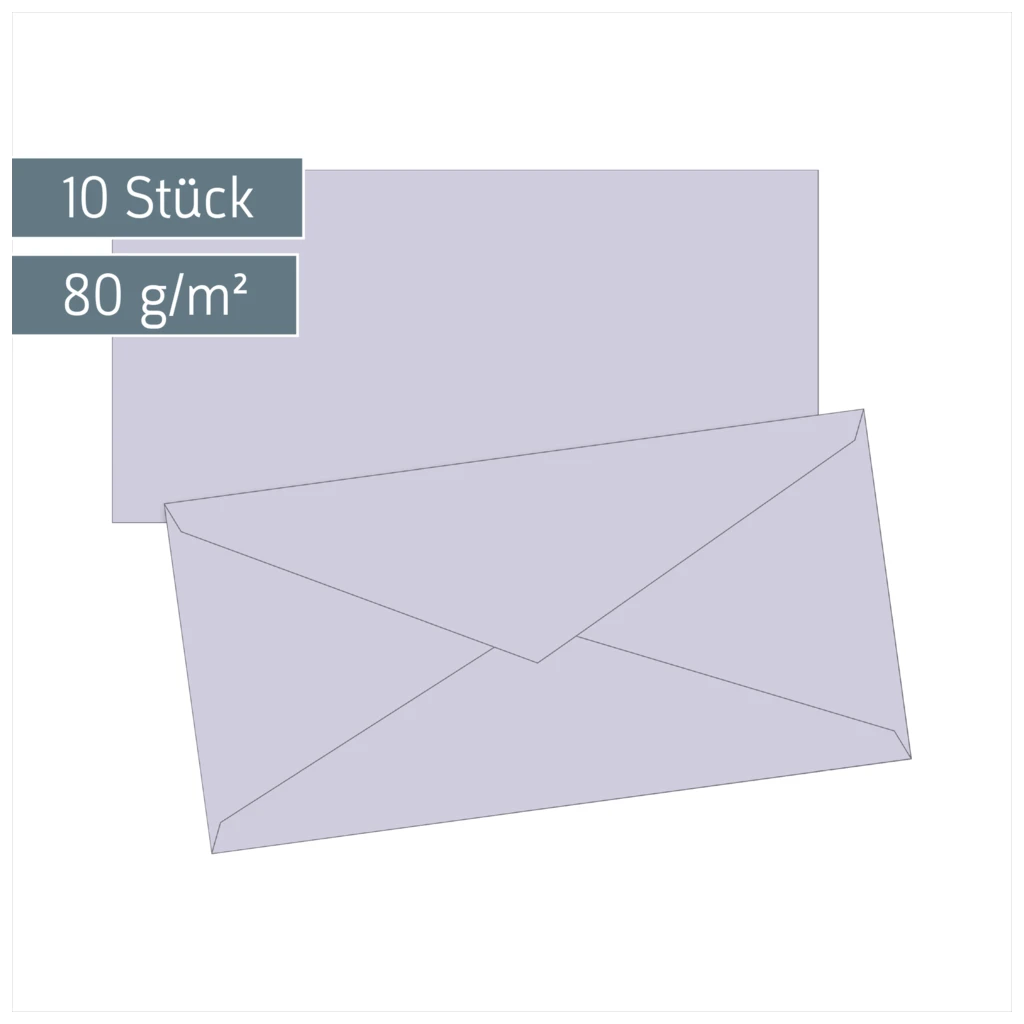 Briefumschläge Universalpapier | DIN lang, 80 g/m², lilac, 10 Stück