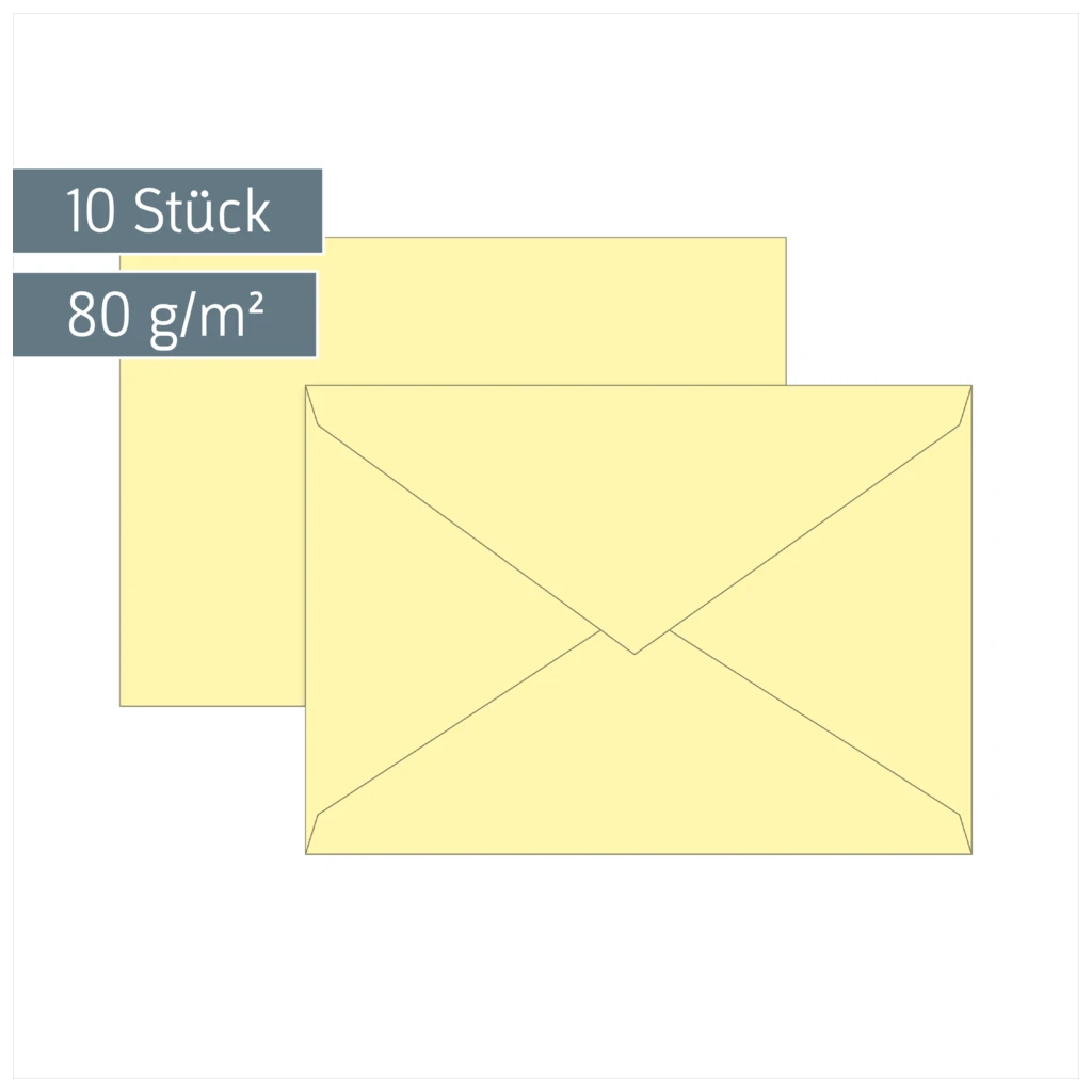 Briefumschläge Universalpapier | C6, 80 g/m², hellgelb, 10 Stück