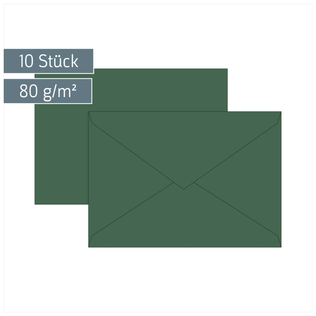Briefumschläge Universalpapier | C6, 80 g/m², moosgrün, 10 Stück