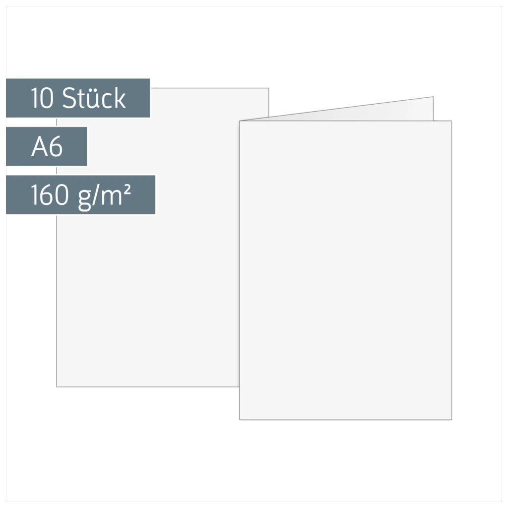 Klappkarten Universalpapier | A6, 105×150 mm, 160 g/m², weiß, 10 Stück
