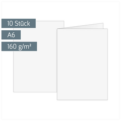 Klappkarten Universalpapier | A6, 105×150 mm, 160 g/m², weiß, 10 Stück