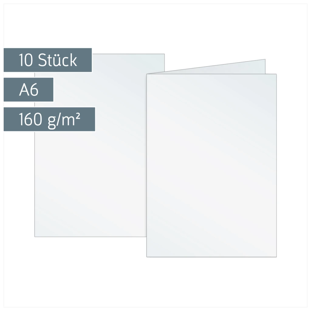Klappkarten Universalpapier | A6, 105×150 mm, 160 g/m², perlweiß, 10 Stück
