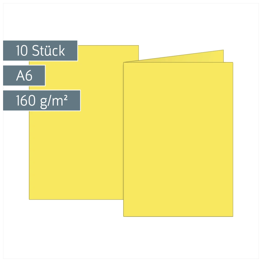 Klappkarten Universalpapier | A6, 105×150 mm, 160 g/m², gelb, 10 Stück