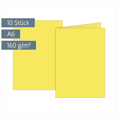 Klappkarten Universalpapier | A6, 105×150 mm, 160 g/m², gelb, 10 Stück