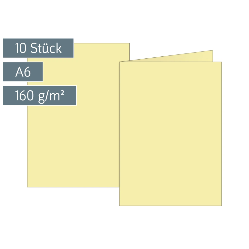 Klappkarten Universalpapier | A6, 105×150 mm, 160 g/m², hellgelb, 10 Stück