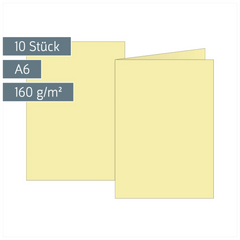Klappkarten Universalpapier | A6, 105×150 mm, 160 g/m², hellgelb, 10 Stück