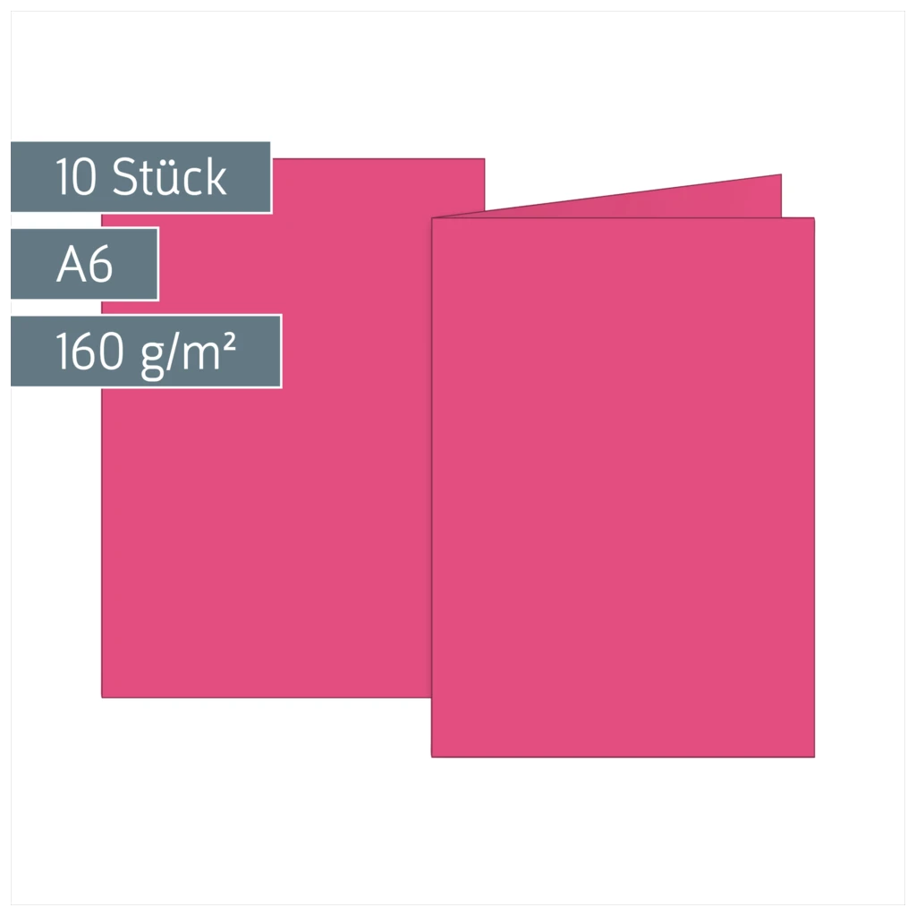 Klappkarten Universalpapier | A6, 105×150 mm, 160 g/m², fuchsia, 10 Stück