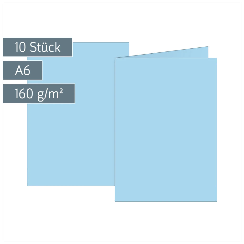 Klappkarten Universalpapier | A6, 105×150 mm, 160 g/m², hellblau, 10 Stück